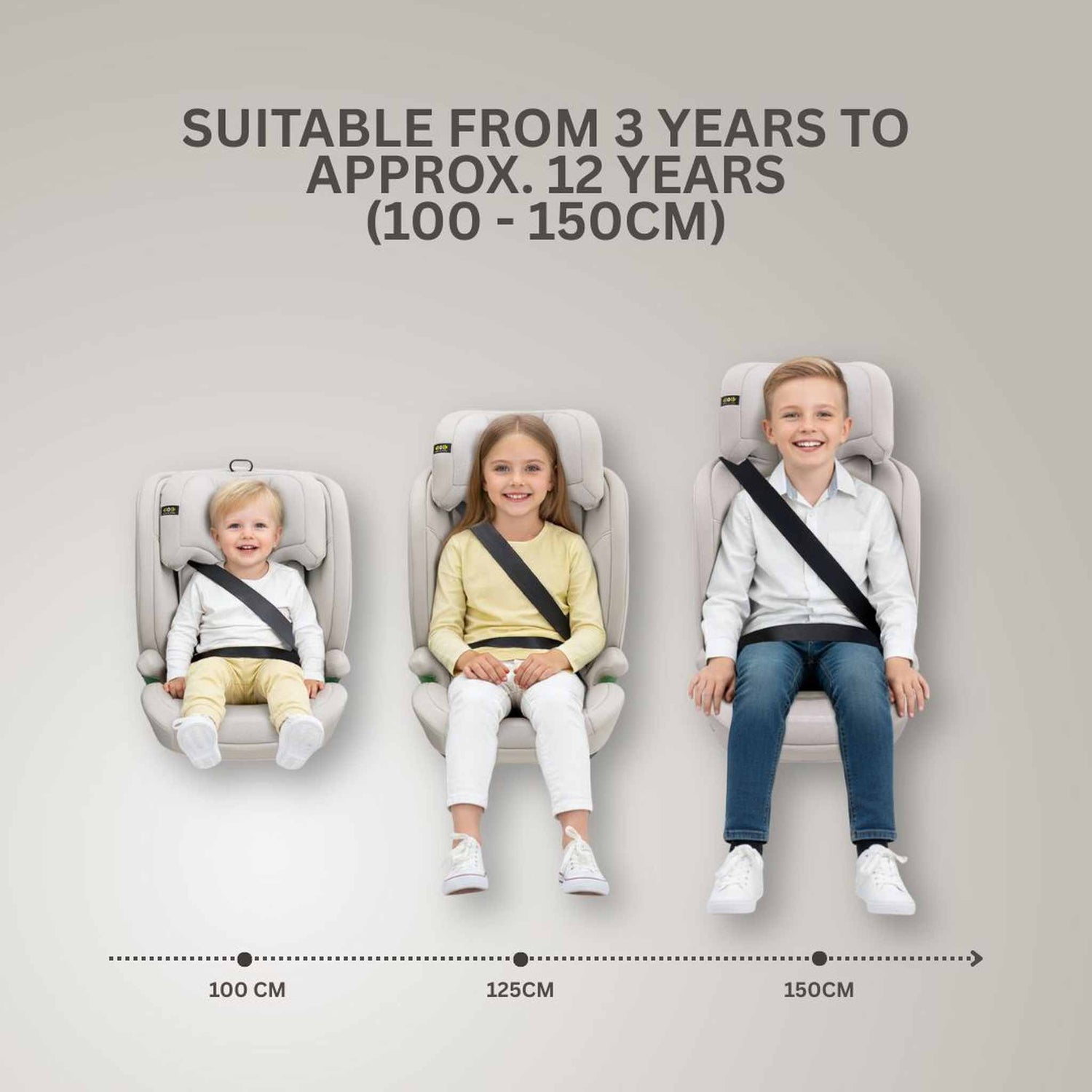 JoviKids Leon ISOFIX Booster Car Seat R129 i-Size Group 2/3 15 Months to 12 Years Milkstone