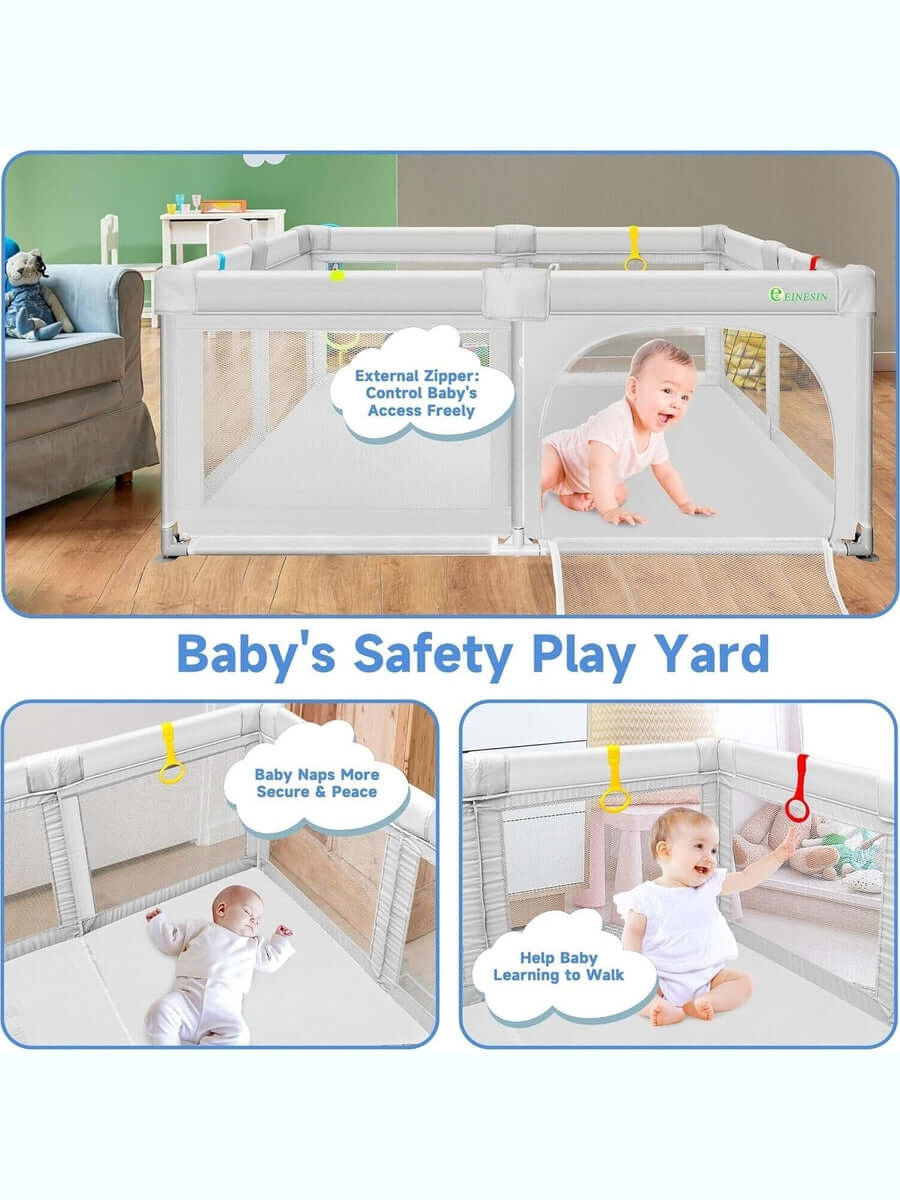 Baby Playpen for Babies and Toddlers Safety Playard with Anti-Collision Foam Einesin Mama's Joy