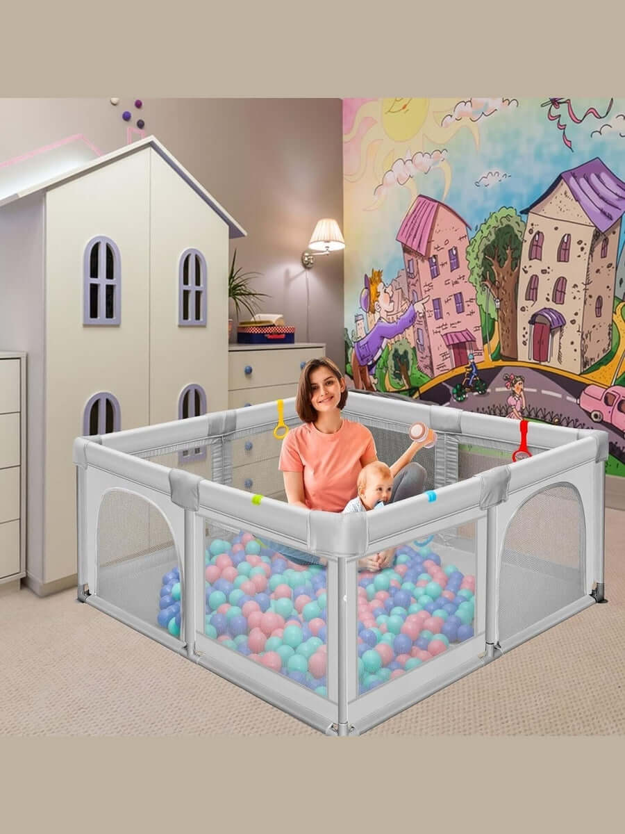 Baby Playpen for Babies and Toddlers Safety Playard with Anti-Collision Foam Einesin Mama's Joy
