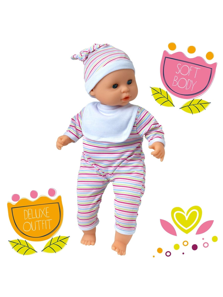 Dollsworld Baby Babble 38cm Soft Bodied Doll with 16 Baby Sounds & Sleeping Eyes - Ideal for Toddlers 18+ Months John Adams Mama's Joy