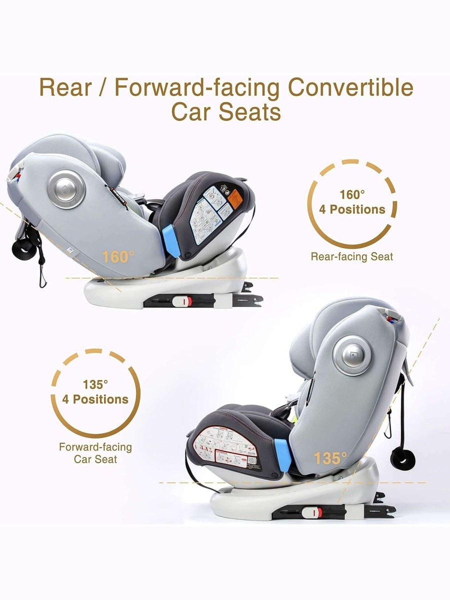Globalkids 360 Degree Rotating Baby Car Seat ISOFIX Top Tether, Grey Globalkids Mama's Joy