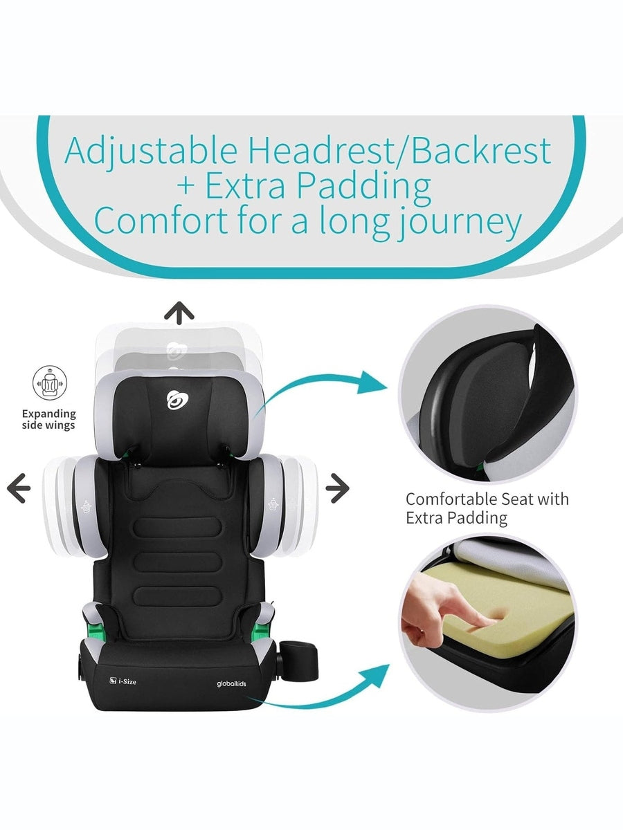 Globalkids Toddler i-Size High Back Booster Car Seat ISOFIX Black Globalkids Mama's Joy