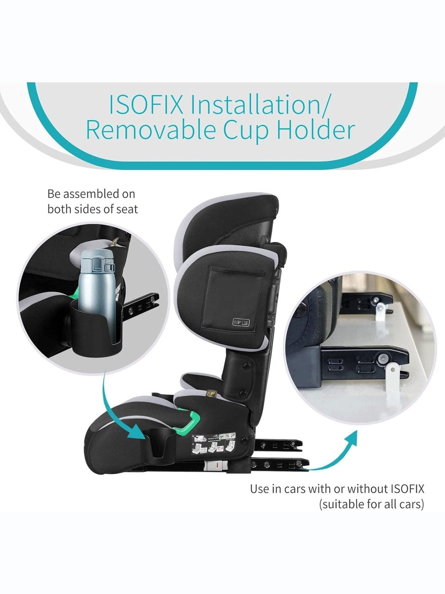 Globalkids Toddler i-Size High Back Booster Car Seat ISOFIX Black