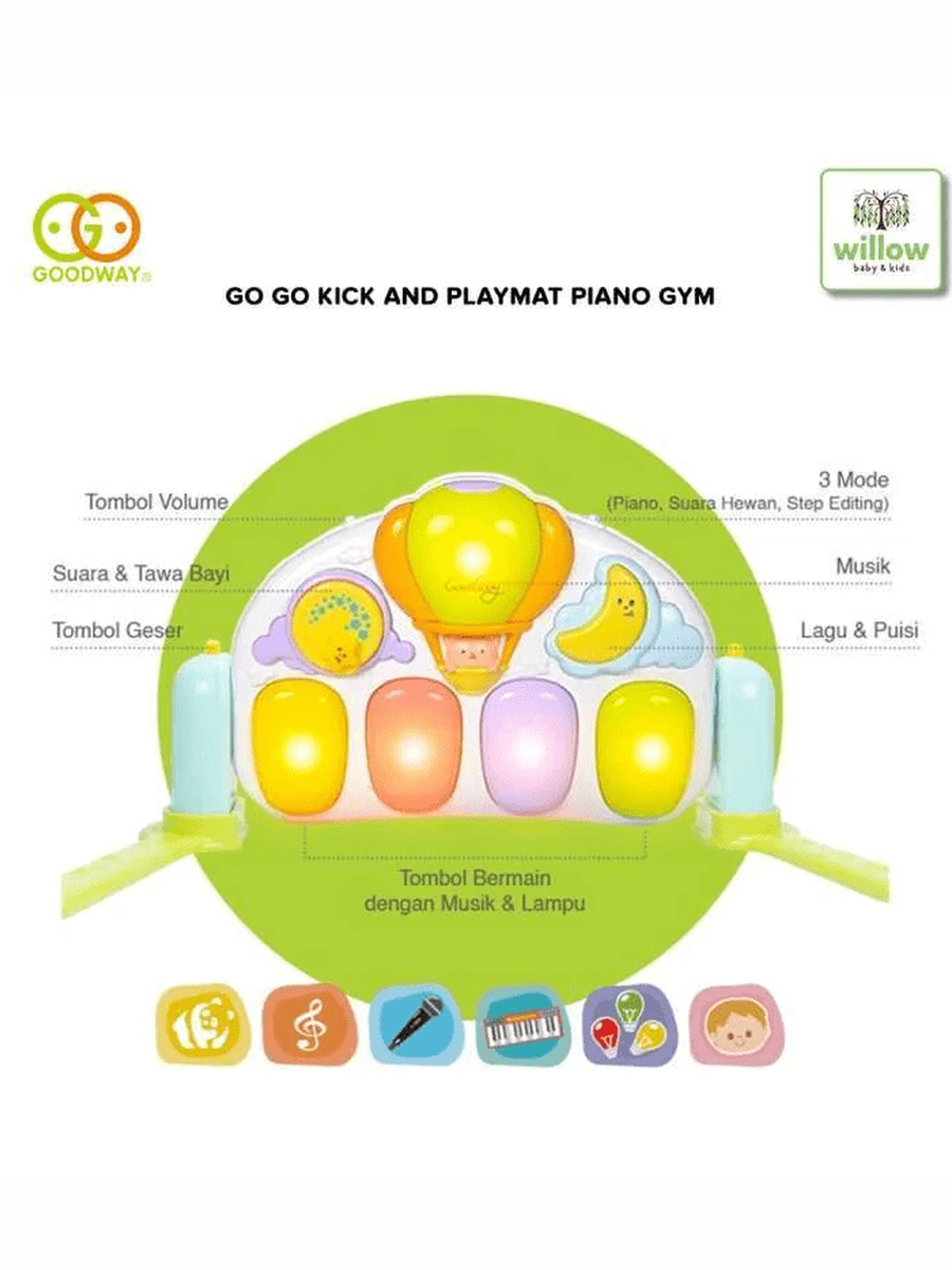 Goodway - Go!Go! Baby Play Mat Piano Gym Activity Toys Blue for 3 Months Goodway Mama's Joy
