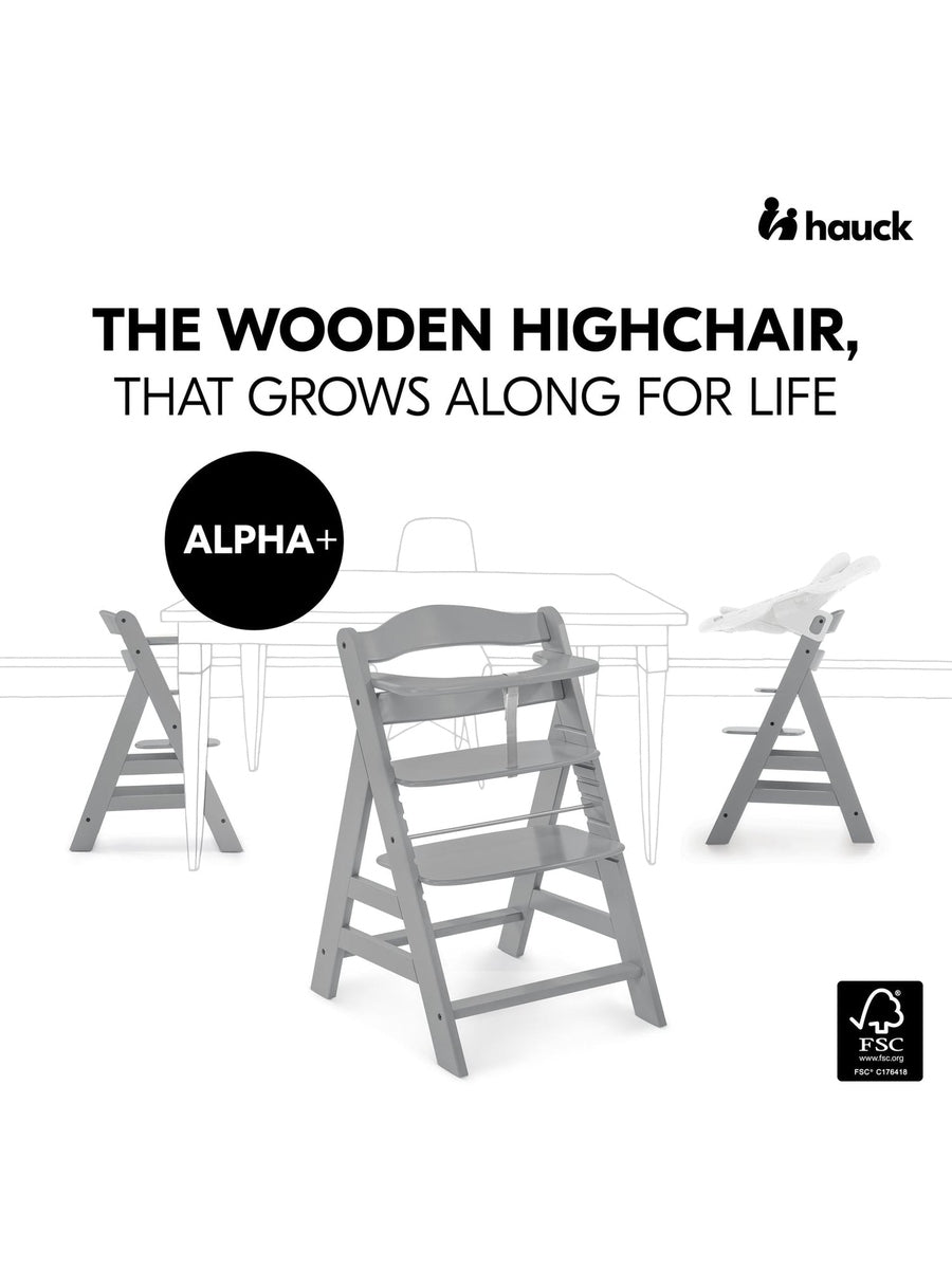 Hauck Alpha+ Premium Bundle Grey High Chair - Beech Grey Hauck Mama's Joy