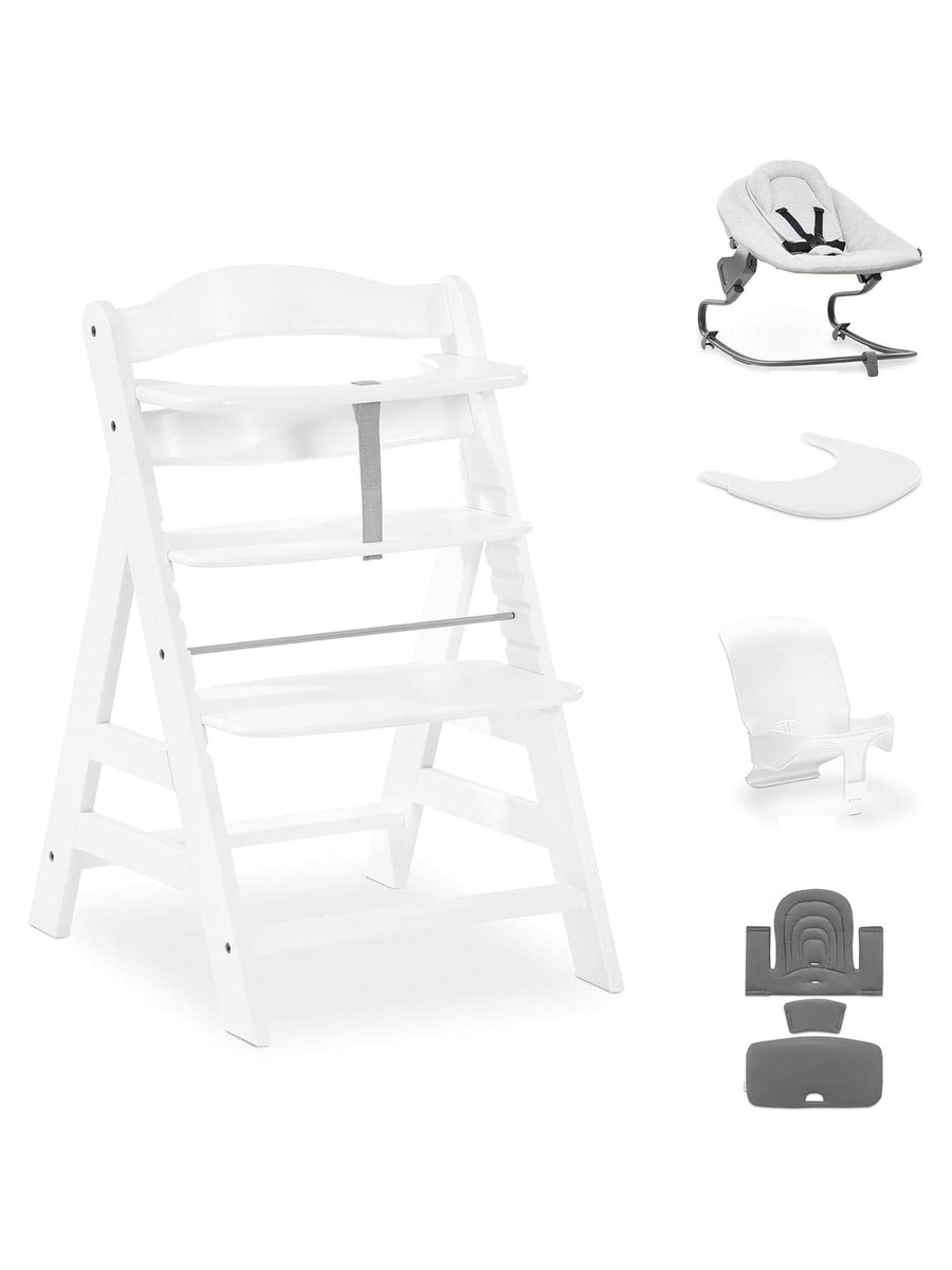 Hauck Alpha+ Premium Bundle Wooden High Chair - Beech White Hauck Mama's Joy