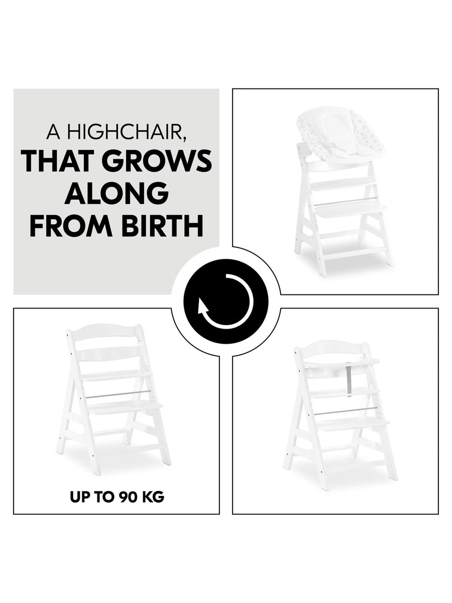 Hauck Alpha+ Premium Bundle Wooden High Chair - Beech White