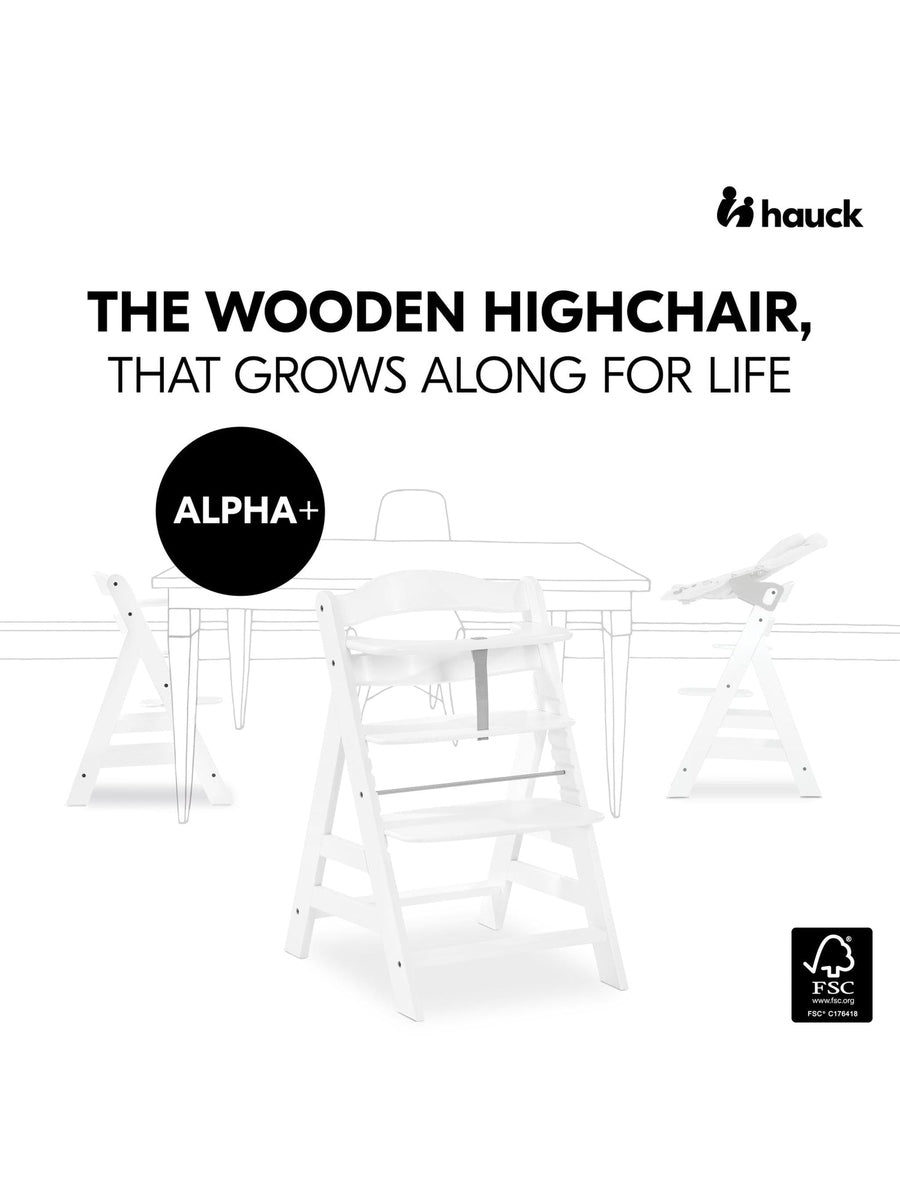 Hauck Alpha+ Premium Bundle Wooden High Chair - Beech White Hauck Mama's Joy