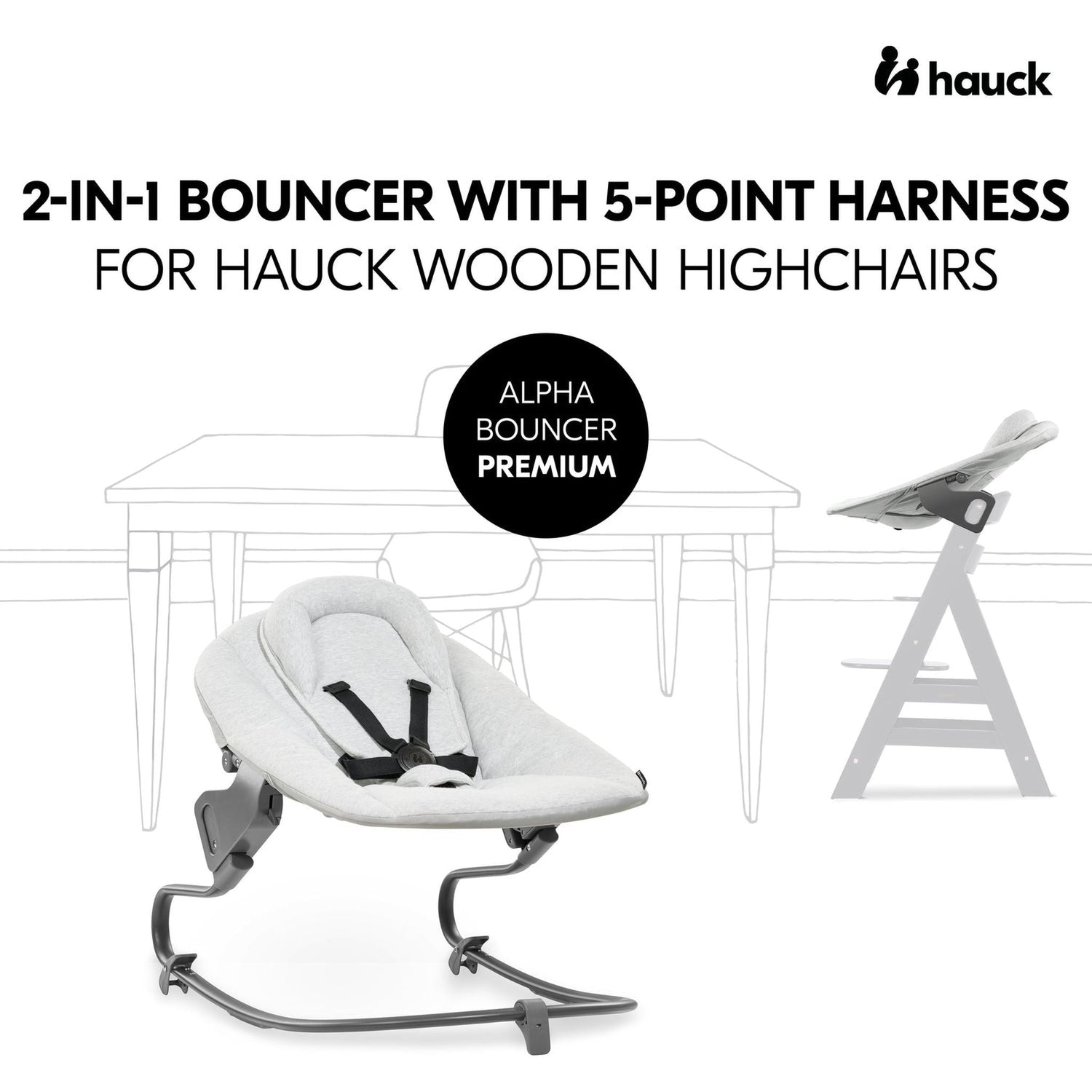 Hauck Alpha+ Premium Bundle Wooden High Chair - Beech White