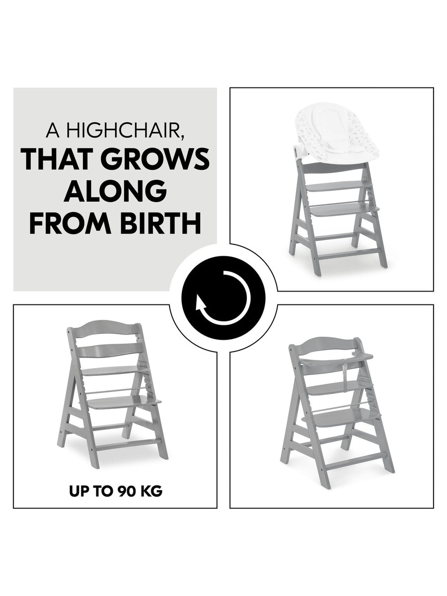 Hauck Alpha+ Premium Bundle Wooden High Chair - Beech Grey