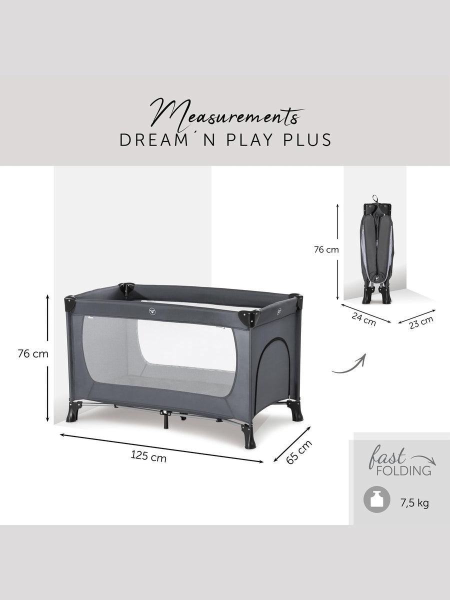 Hauck Dream N Play Plus Travel Cot - Grey