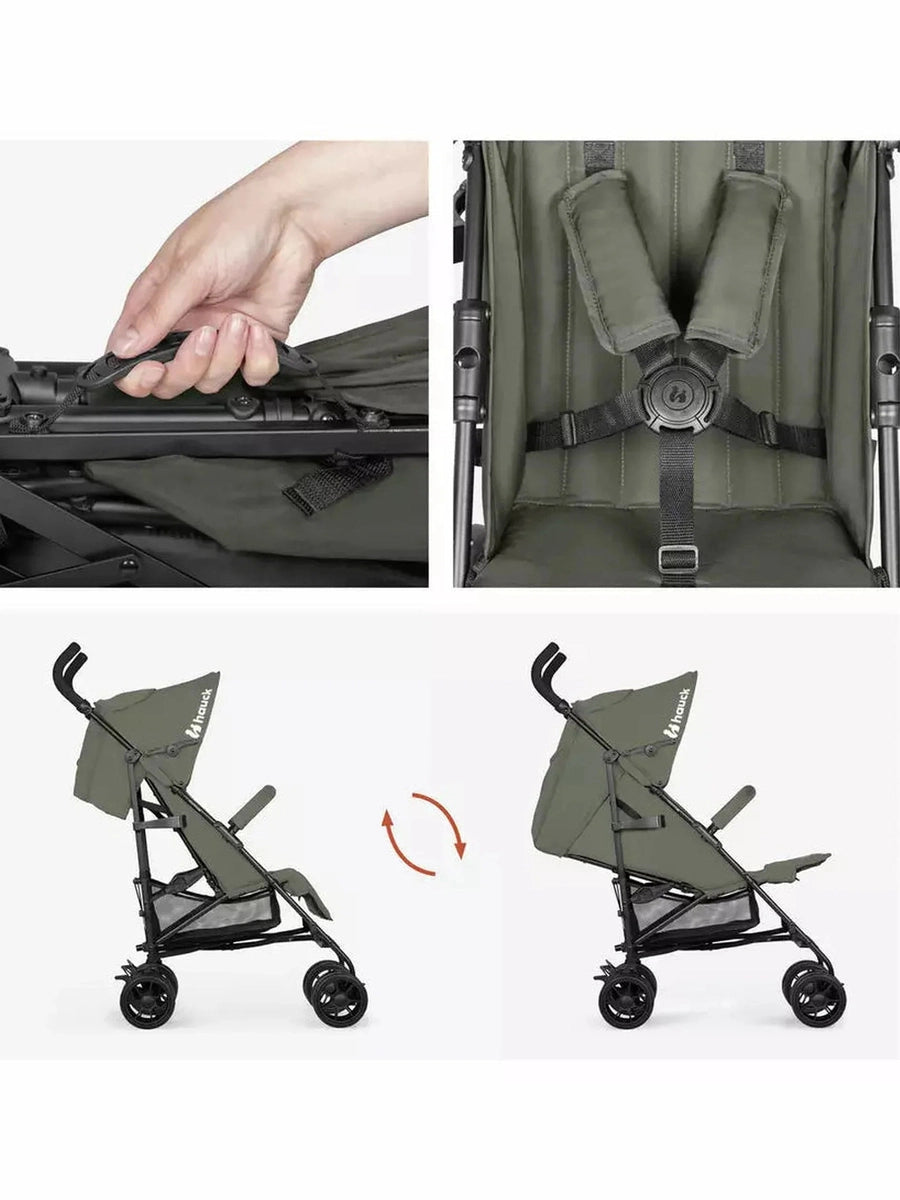 Hauck Fold N Care Pushchair – Olive Lightweight Travel Stroller