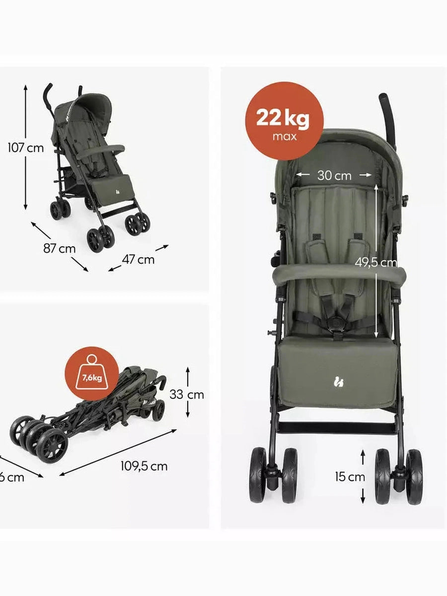 Hauck Fold N Care Pushchair – Olive Lightweight Travel Stroller