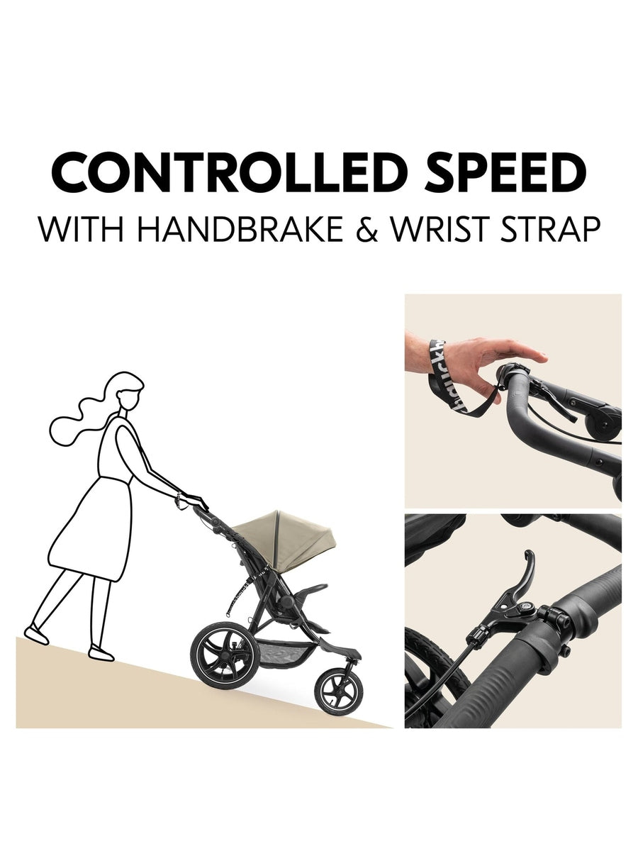 Hauck Runner 3 All-Terrain Pushchair with Handbrake and Air Wheels - Olive Hauck Mama's Joy