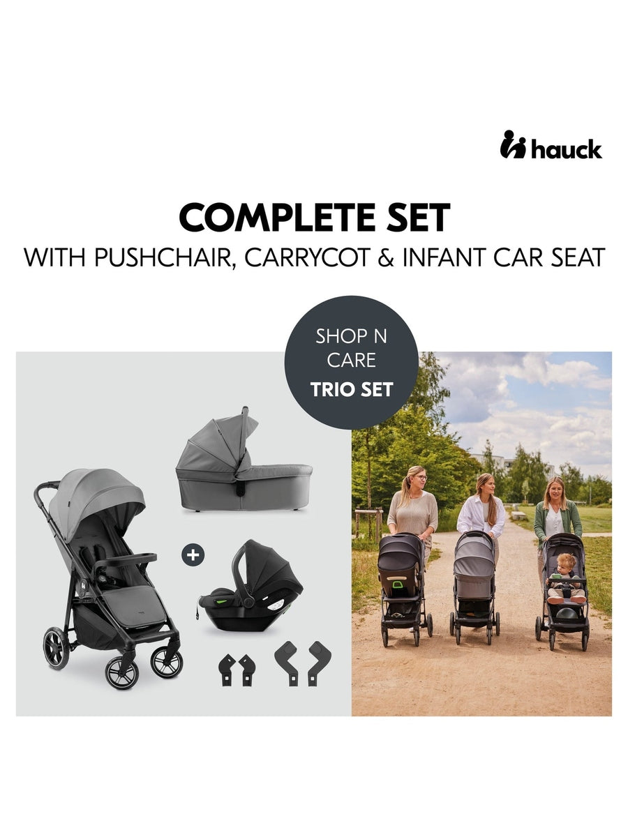Hauck Shop N Care Trio Set - Pushchair, Car Seat, & Carrycot - Grey Hauck Mama's Joy