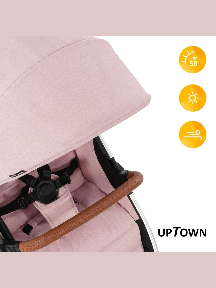 Hauck Uptown Pushchair Stroller Extra Large Seat for All Terrains with Raincover Melange Rose Hauck Mama's Joy