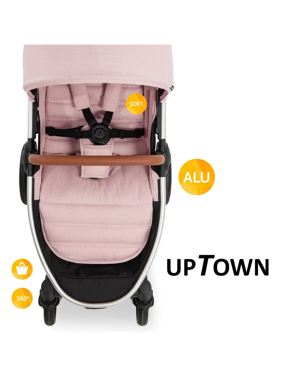 Hauck Uptown Pushchair Stroller Extra Large Seat for All Terrains with Raincover Melange Rose Hauck Mama's Joy
