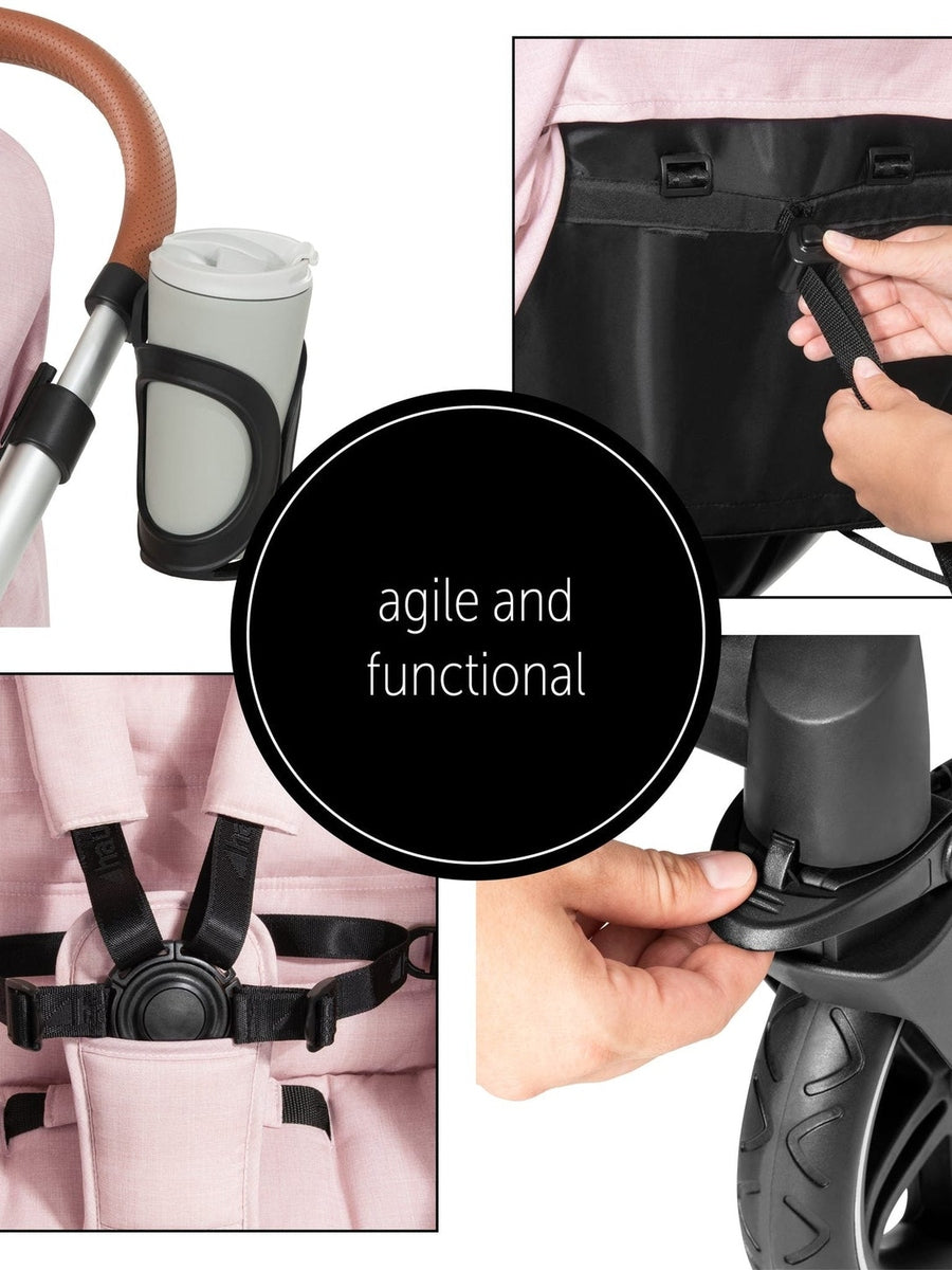 Hauck Uptown Pushchair Stroller Extra Large Seat for All Terrains with Raincover Melange Rose Hauck Mama's Joy