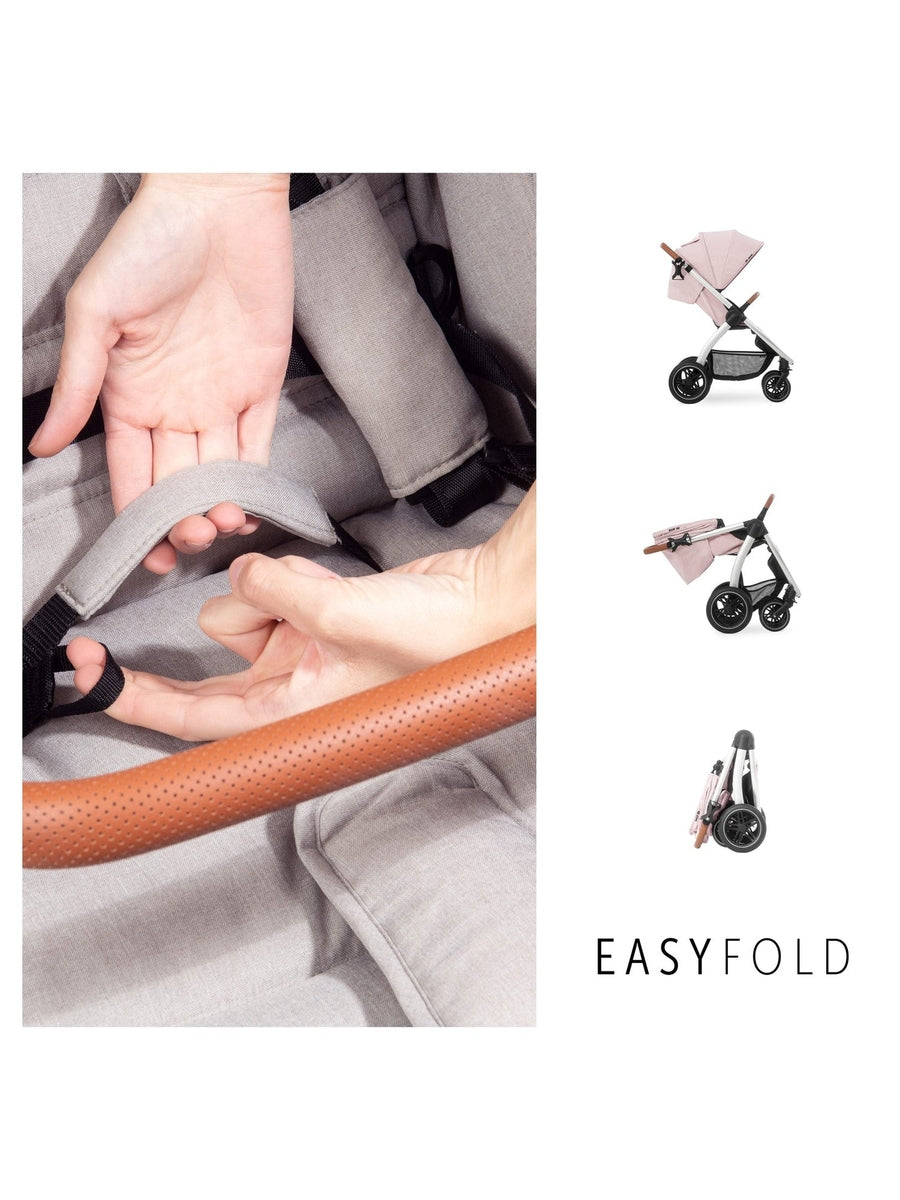 Hauck Uptown Pushchair Stroller Extra Large Seat for All Terrains with Raincover Melange Rose Hauck Mama's Joy