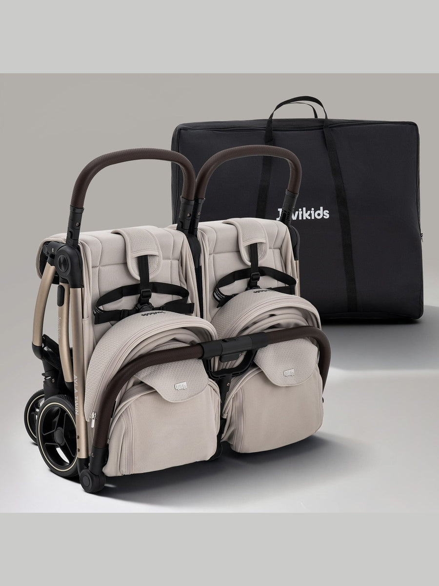 JoviKids Ayla Twin Pushchair – Lightweight Double Stroller with Compact Fold Beige Jovikids Mama's Joy