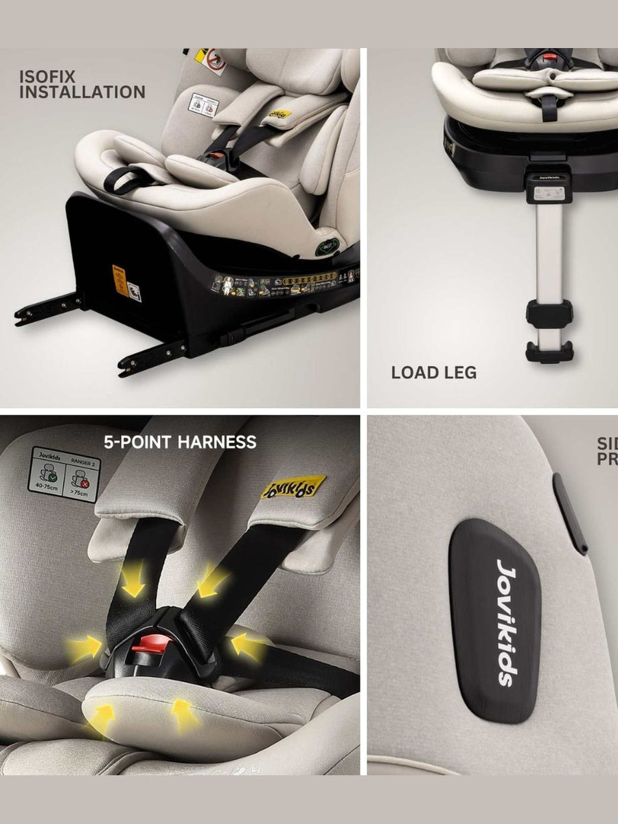 JoviKids Ranger 2 i-Size Car Seat with Leg Extension Cushion - Milkstone Jovikids Mama's Joy