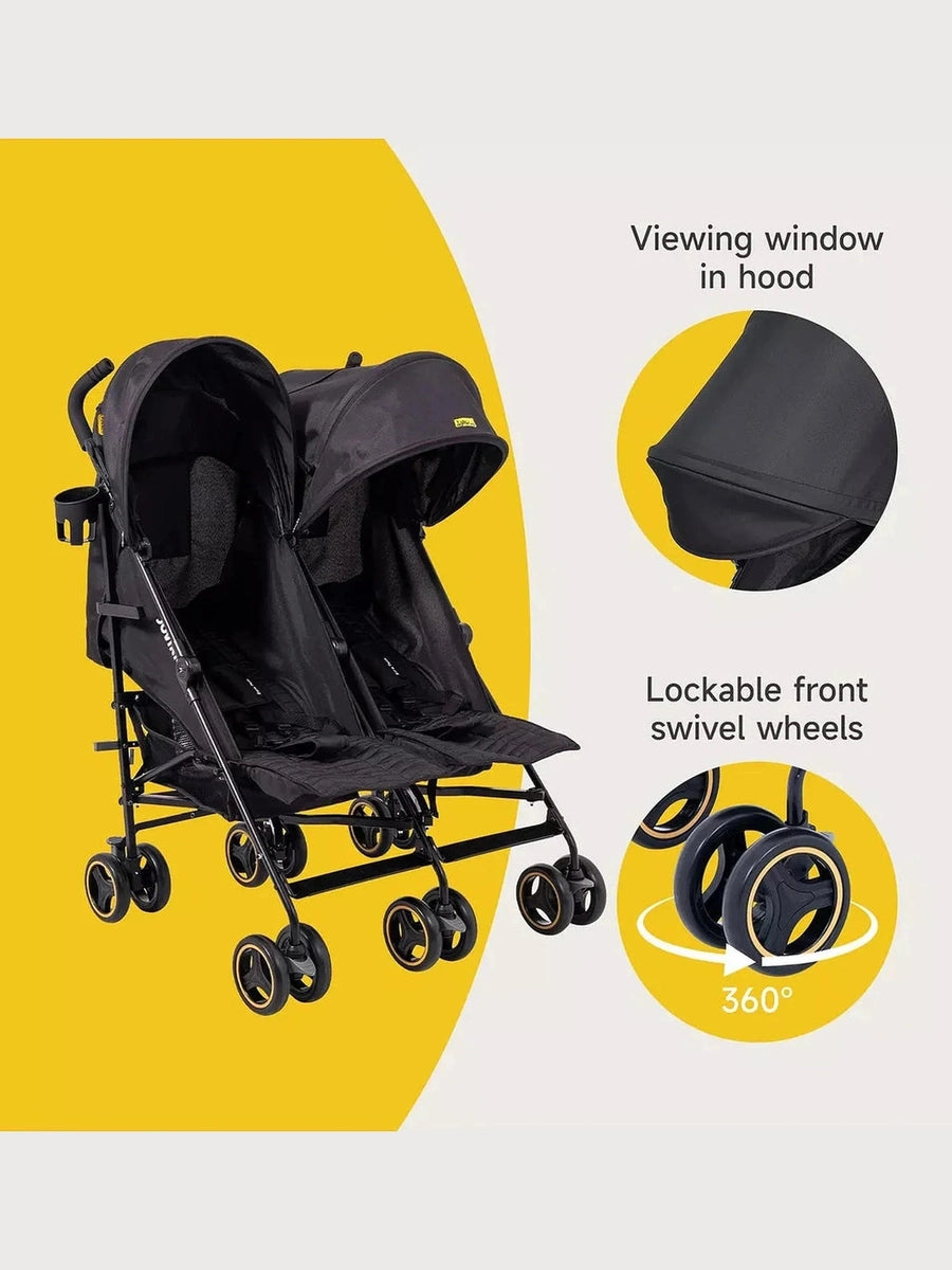 Jovikids Ezra Twin Umbrella Folding Stroller - Shadow Black