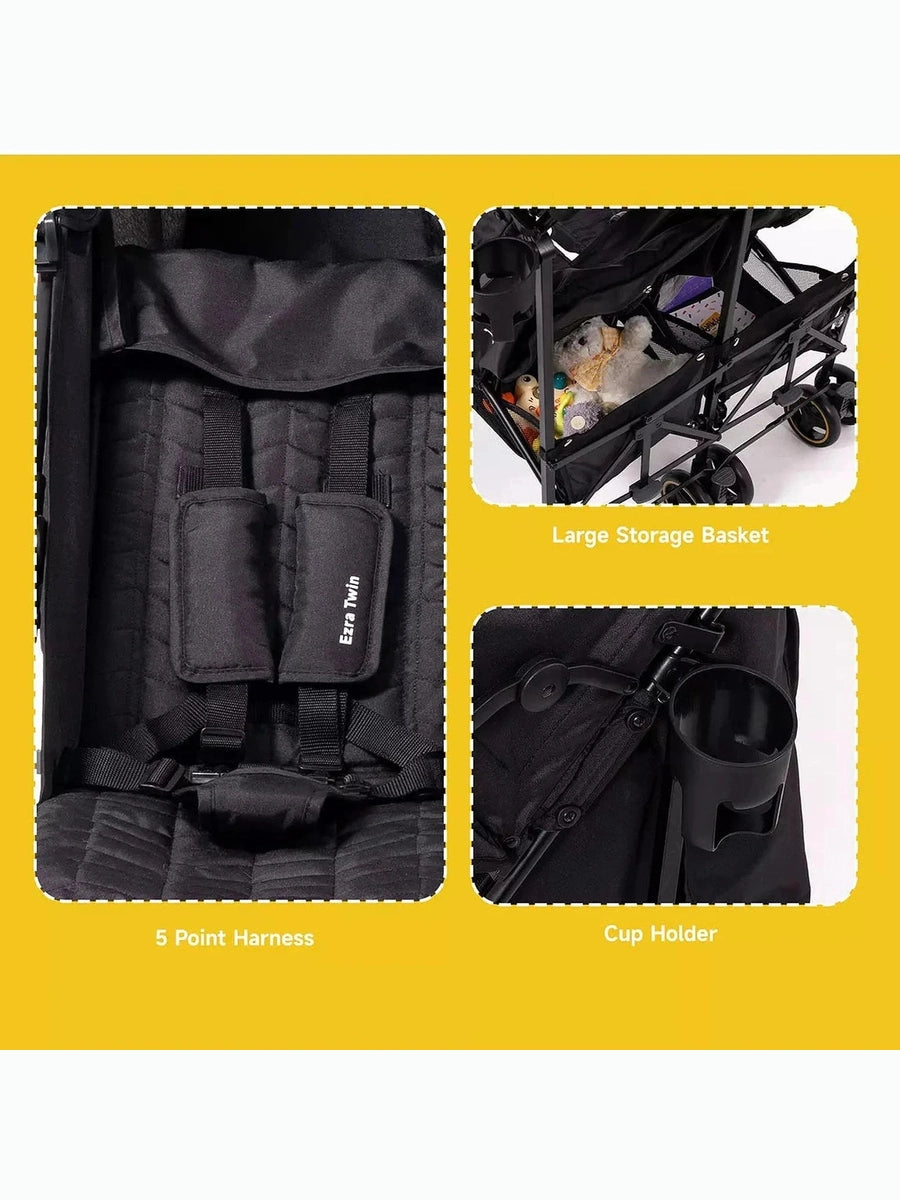 Jovikids Ezra Twin Umbrella Folding Stroller - Shadow Black Jovikids Mama's Joy