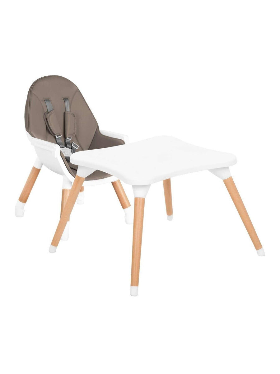 KikkaBoo Multi 3 in 1 Wooden Baby Highchair Table Set 4-Position Tray Dark Beige KikkaBoo Mama's Joy