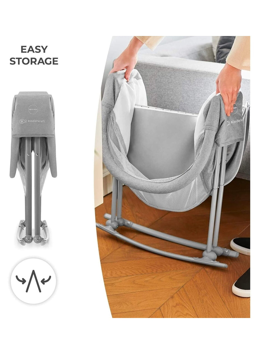Kinderkraft Baby Crib 3 in 1 LOVI Cradle Travel Cot Rocker Portable - Grey Kinderkraft Mama's Joy