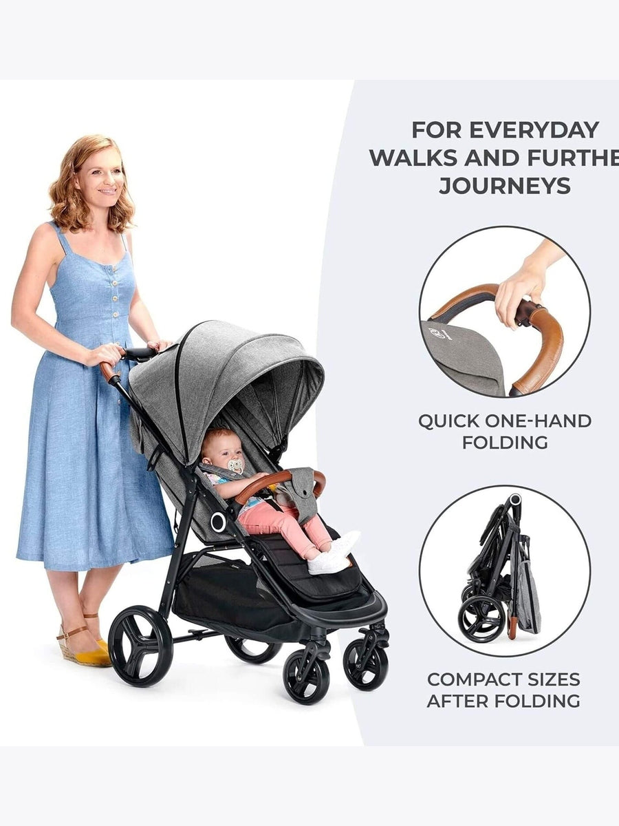 Kinderkraft Grande Plus Toddler Pushchair Pram Stroller Foldable up to 22kg Grey Kinderkraft Mama's Joy