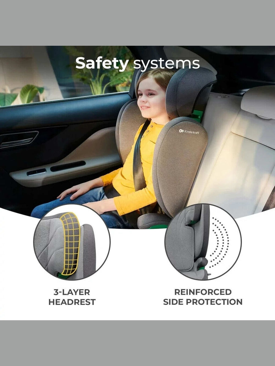 Kinderkraft Junior Fix 2 i-Size Car Booster Child Seat ISOFIX 3-12Y Rocket Grey Kinderkraft Mama's Joy