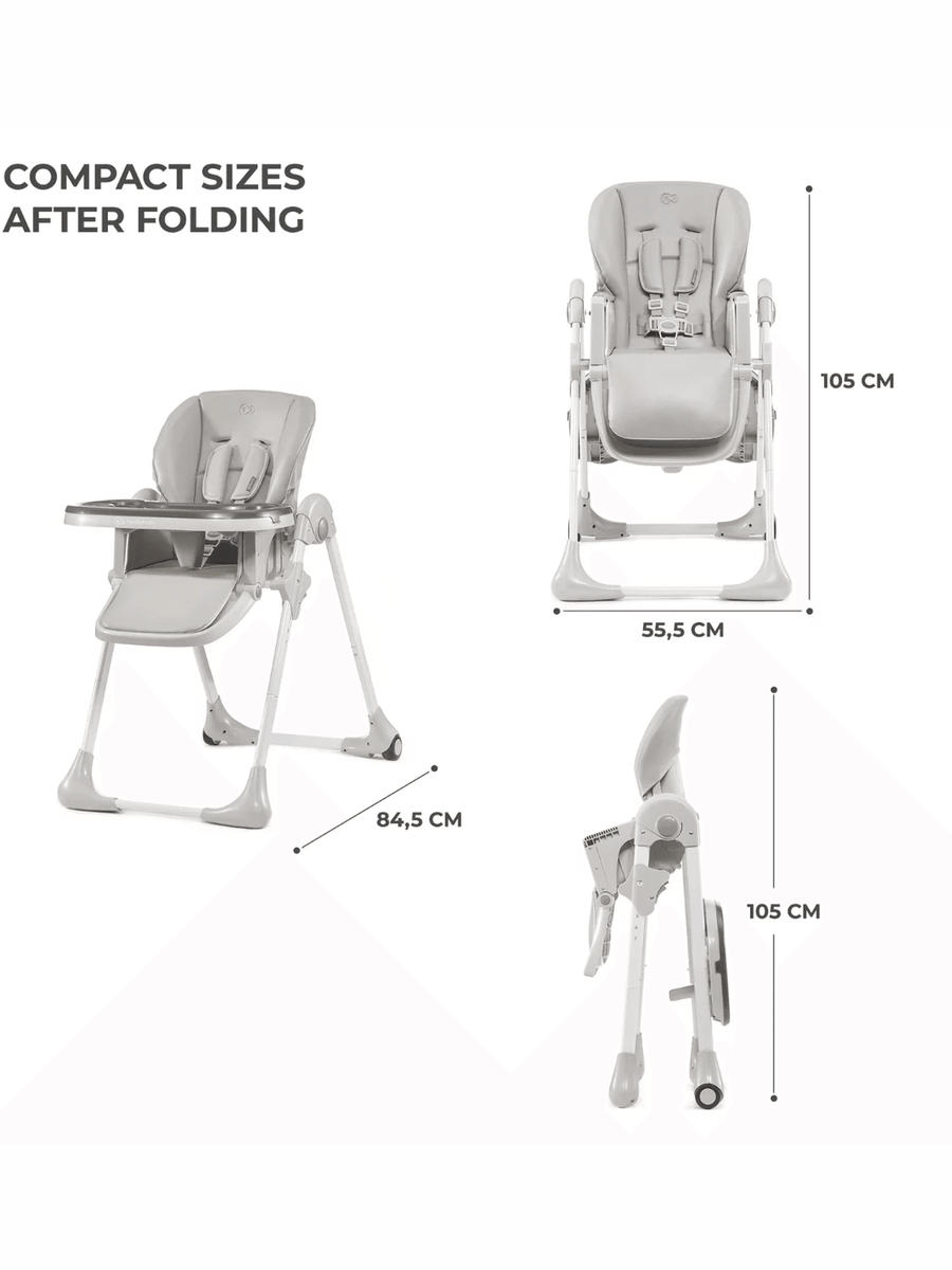 Kinderkraft Yummy High Baby Feeding Chair Foldable with Adjustable Height-Grey Kinderkraft Mama's Joy