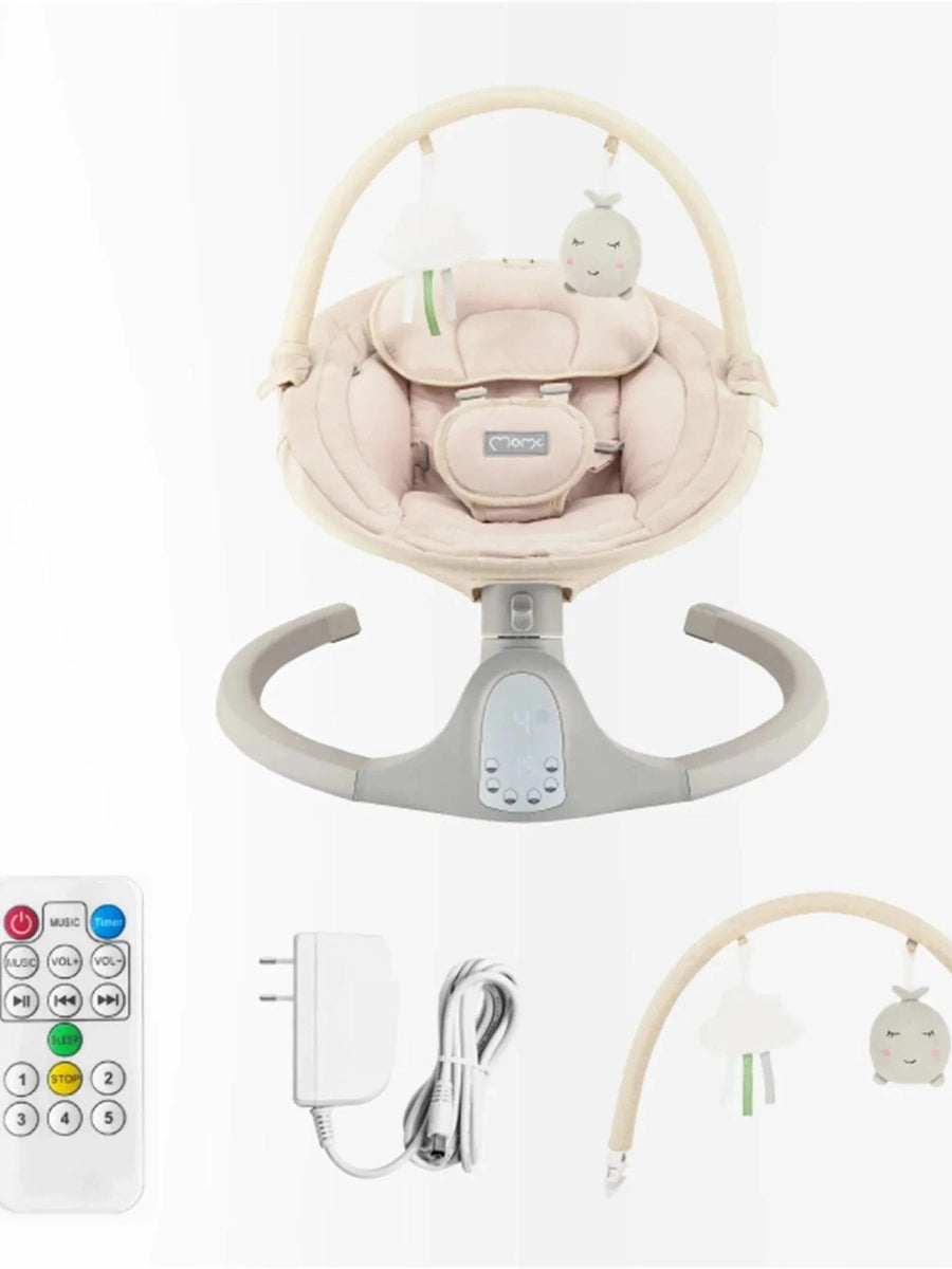 MoMi Kenani Baby Swing – Sand | Electric Rocker with Sounds 0–9kg MoMi Mama's Joy