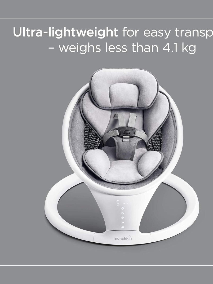 Munchkin Electric Baby Bouncer Swing Chair - Bluetooth Enabled Baby Chair White Munchkin Mama's Joy
