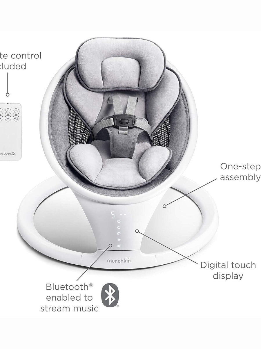 Munchkin Electric Baby Bouncer Swing Chair - Bluetooth Enabled Baby Chair White Munchkin Mama's Joy