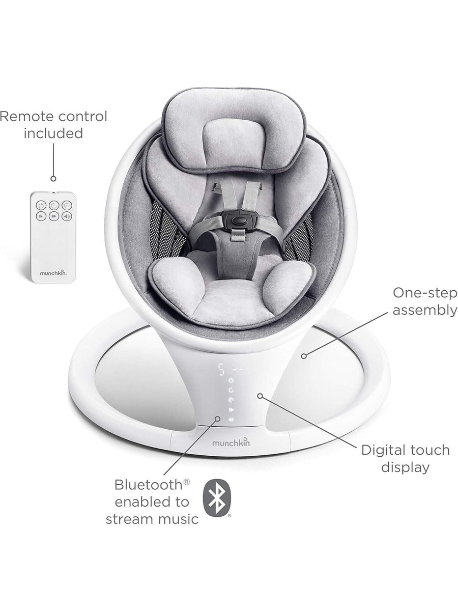 Munchkin Electric Baby Bouncer Swing Chair - Bluetooth Enabled Baby Chair White Munchkin Mama's Joy