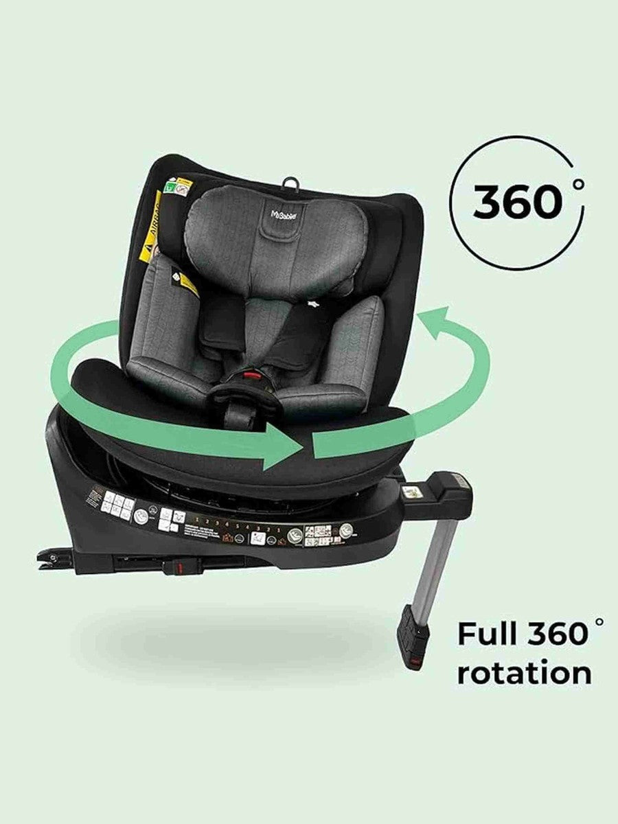 My Babiie 360 Spin Group 0+/1/2/3 i-Size Isofix Car Seat - Black Herringbone My Babiie Mama's Joy