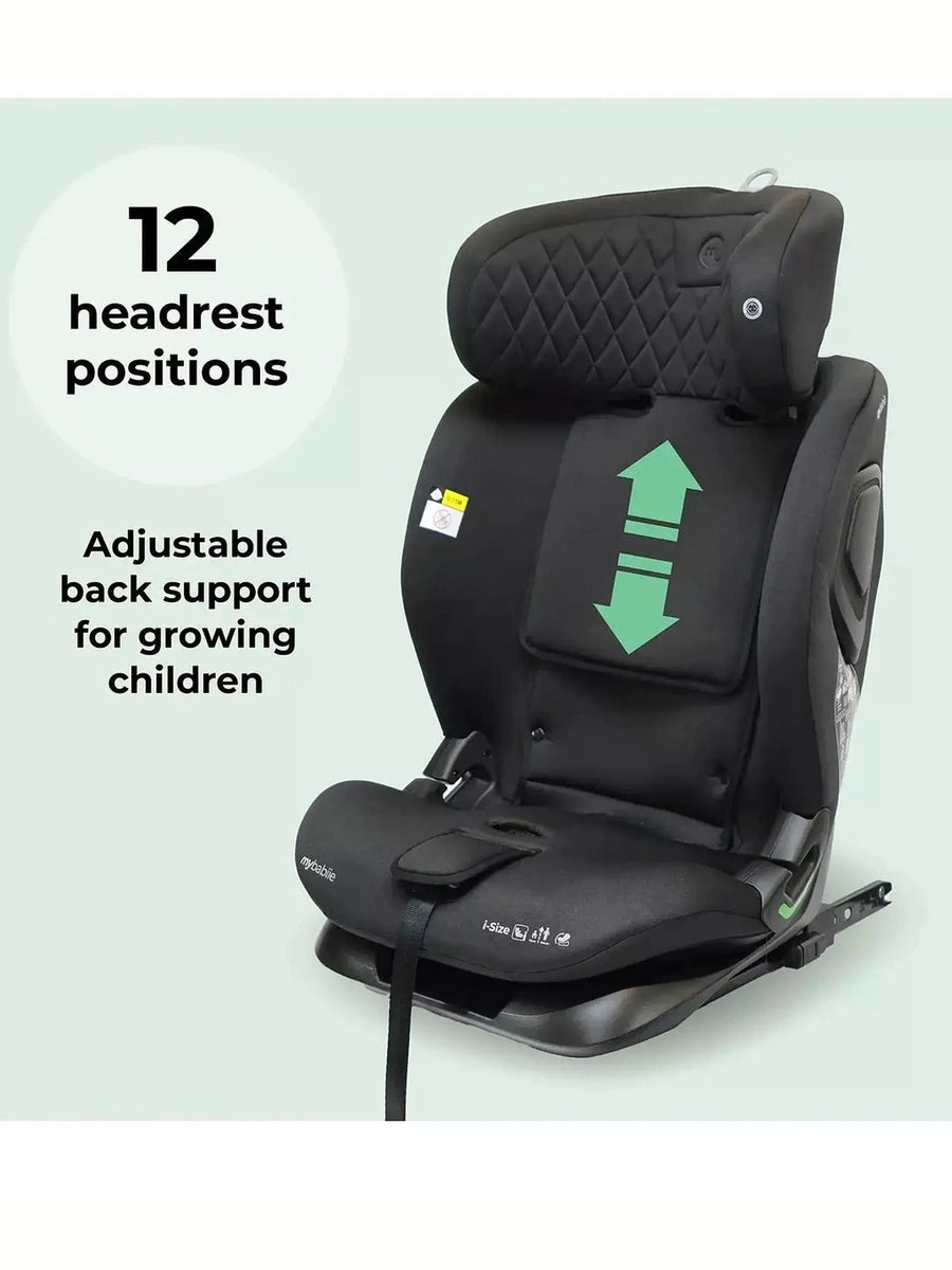 My Babiie MBCS123 i-Size 76-150cm Car Seat - Black MyBabiie Mama's Joy