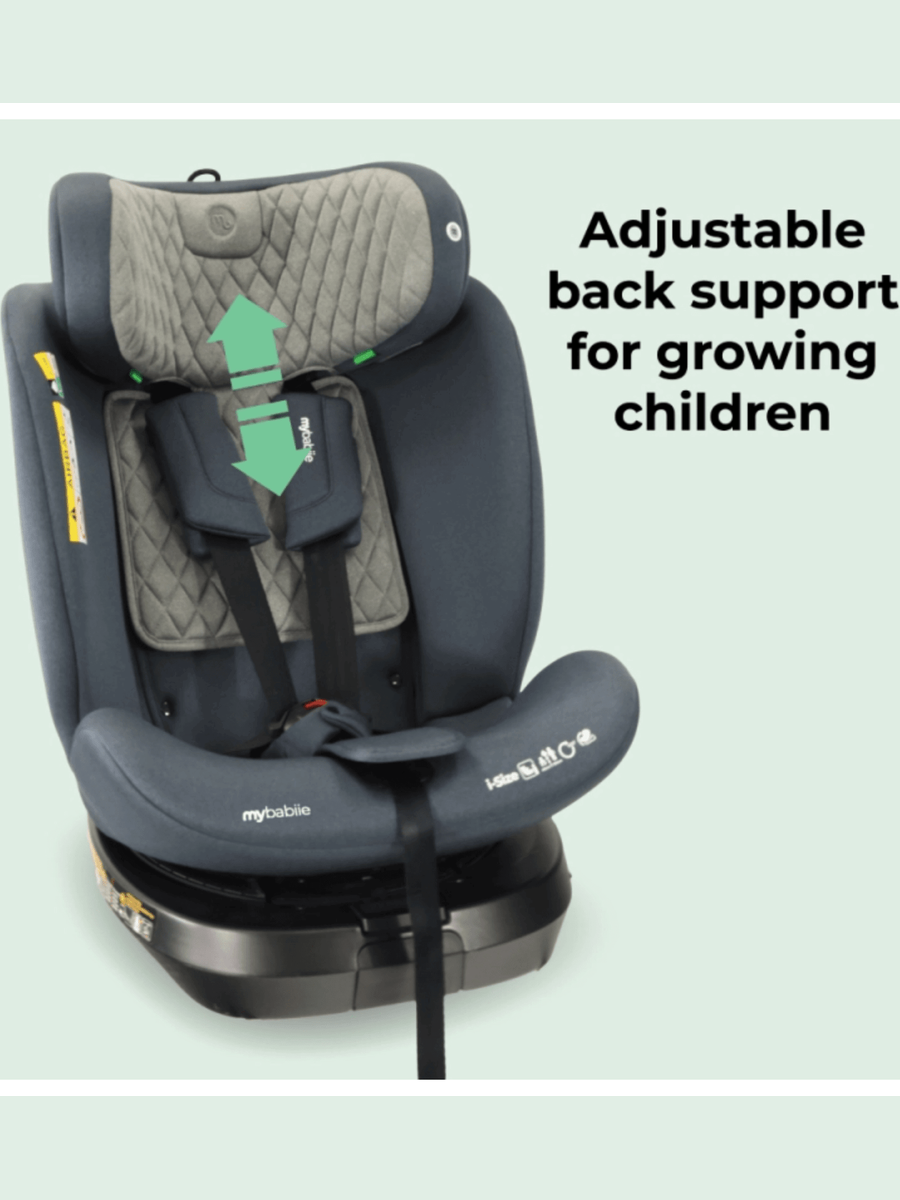 My Babiie MBCSSPINTTCH i-Size 40-150cm Top Tether Spin Car Seat Slate Blue My Babiie Mama's Joy