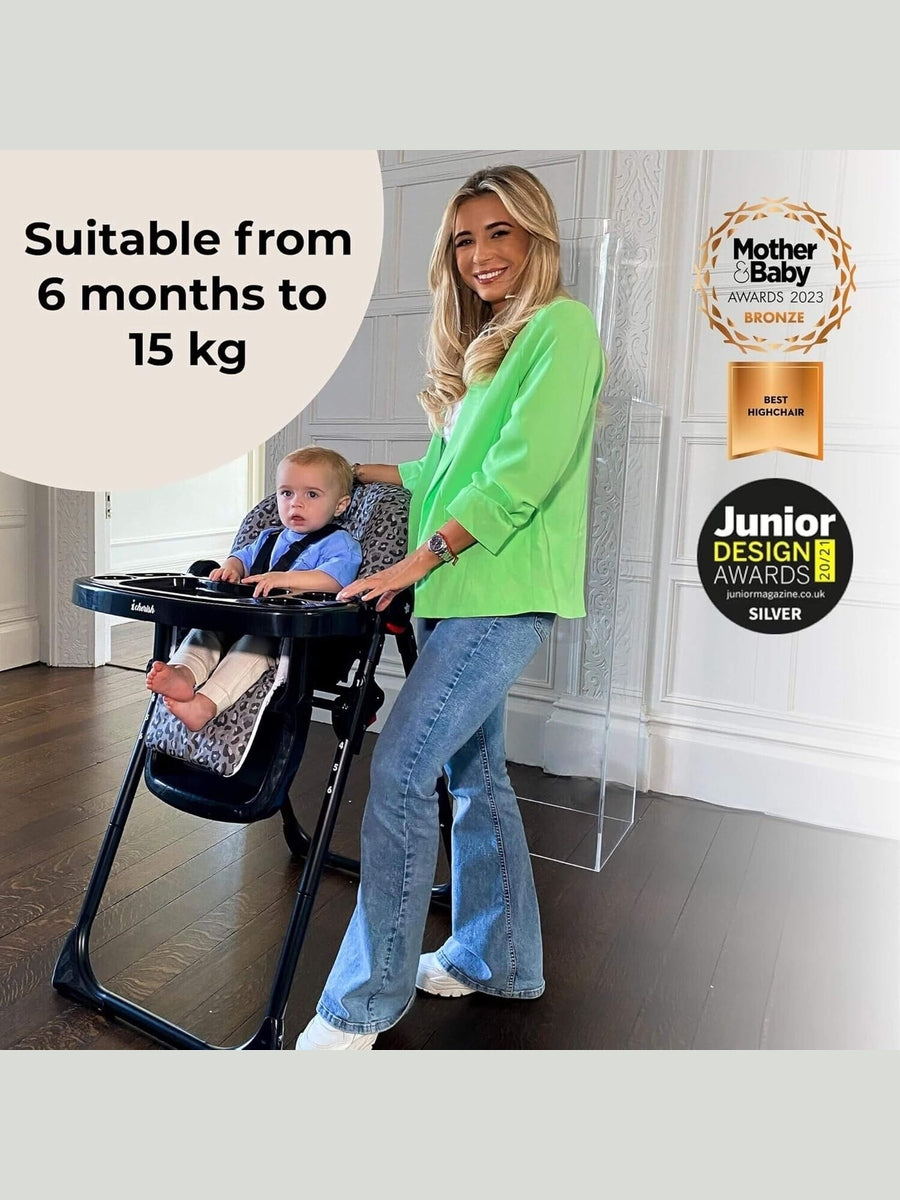 My Babiie MBHC8 Premium Highchair Adjustable 3 Recline Positions 6 Height Black MyBabiie Mama's Joy