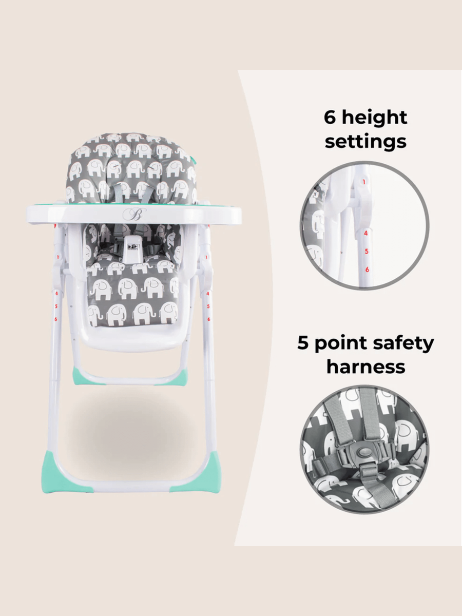 My Babiie MBHC8GE Premium Highchair – Billie Faiers Elephants My Babiie Mama's Joy