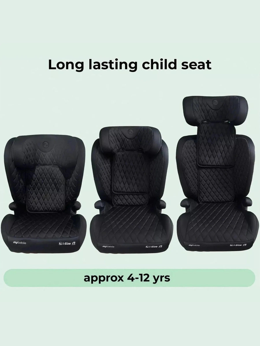 My Babiie i-Size Car Seat 100–150cm | Isofix | From 4 to 12 Years | Quilted Black My Babiie Mama's Joy