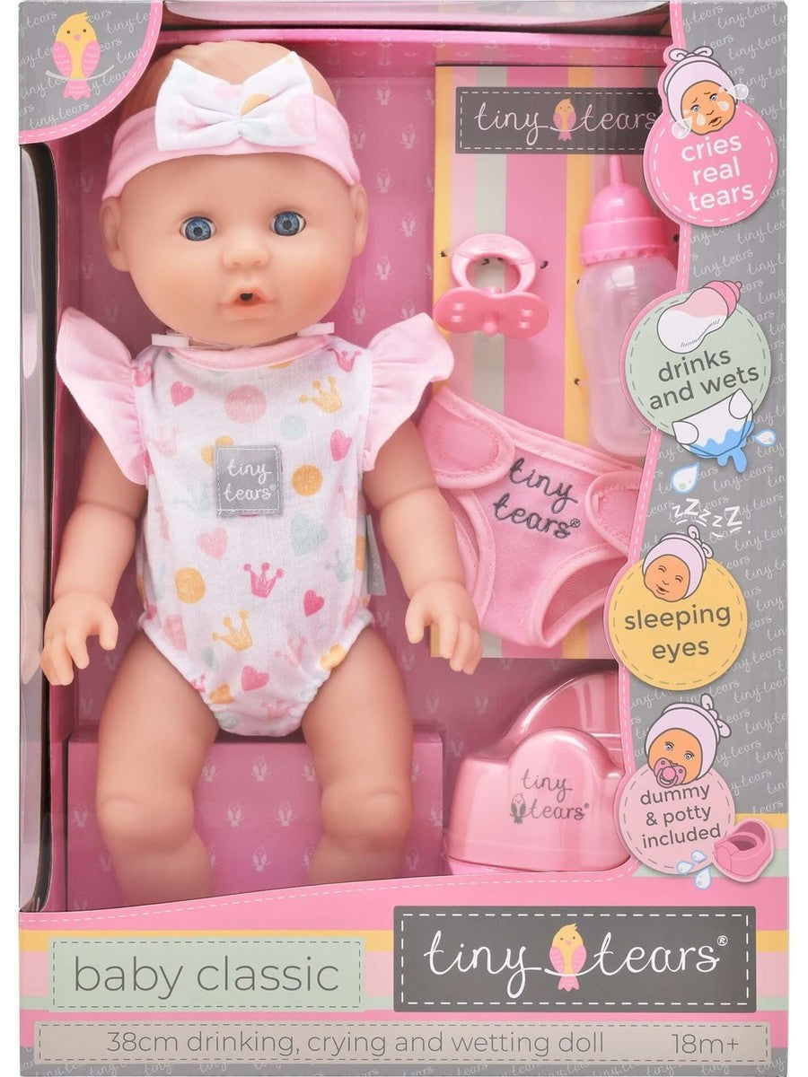 Tiny Tears Doll Baby Classic – 38cm Drinking, Crying & Wetting John Adams Mama's Joy