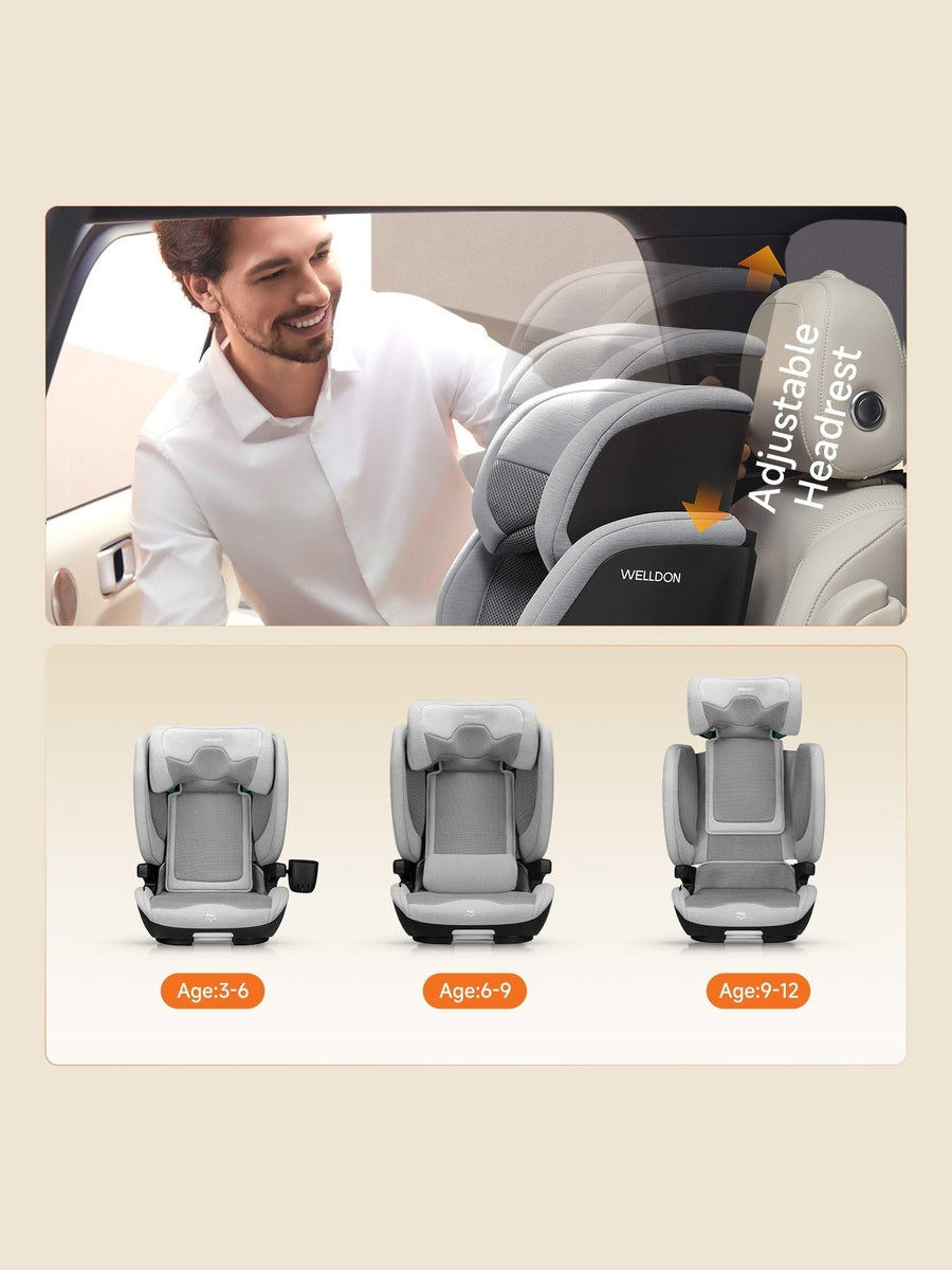 Welldon Cocoon Travel 2 High Back Booster Car Seat – Moonstone Grey Welldon Mama's Joy