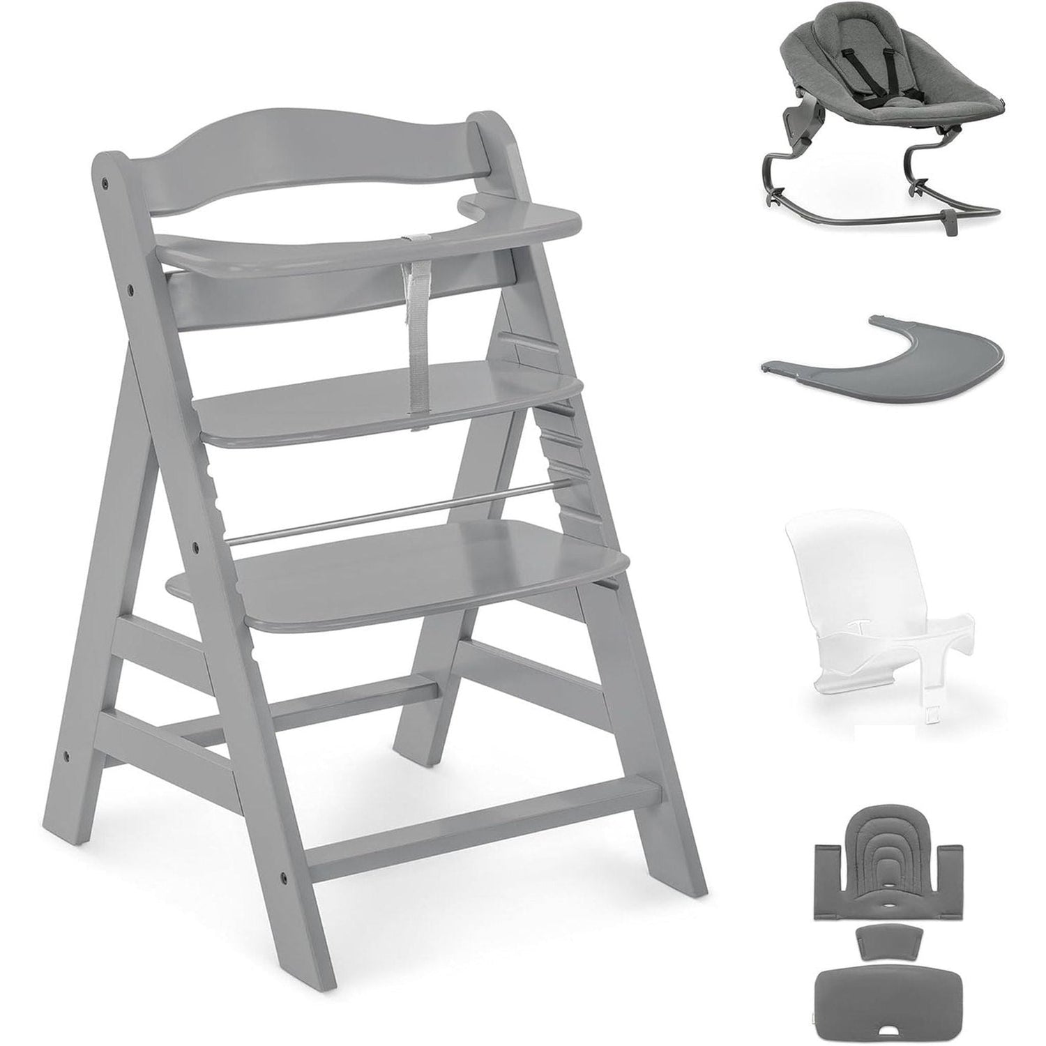 Hauck Alpha+ Premium Bundle Grey High Chair - Beech Grey