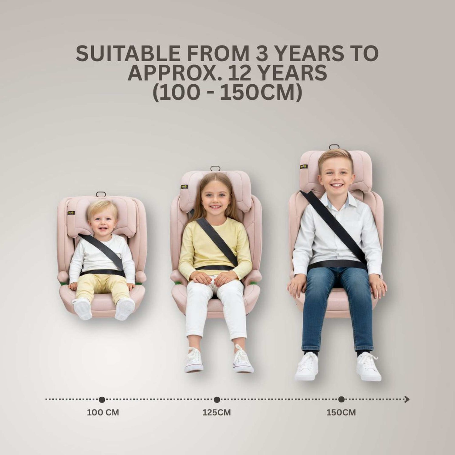 JoviKids Leon ISOFIX Booster Car Seat R129 i-Size Group 2/3 15 Months to 12 Years Rosewood