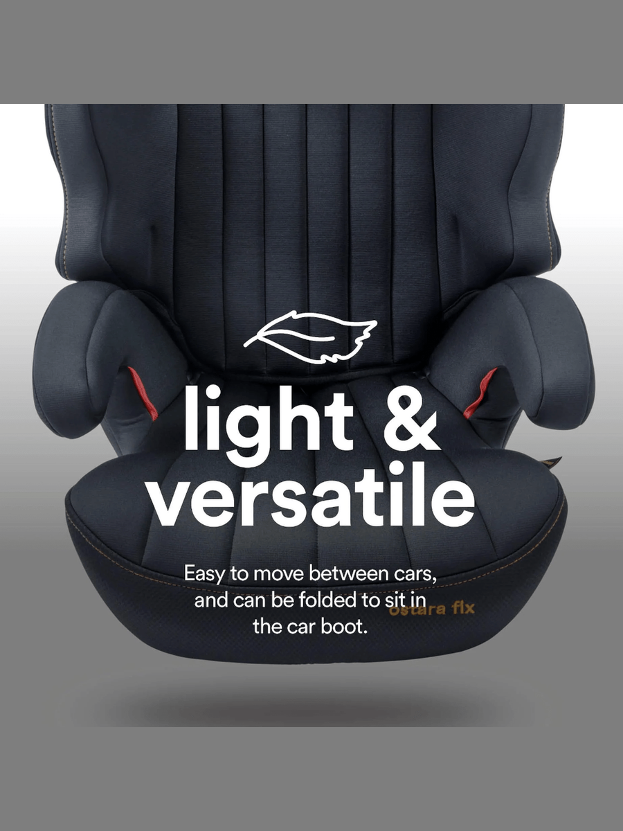 Apramo Ostara Fix High Back Booster Car Seat, Group 2/3 3–12 Years – Black Platinum Apramo Mama's Joy