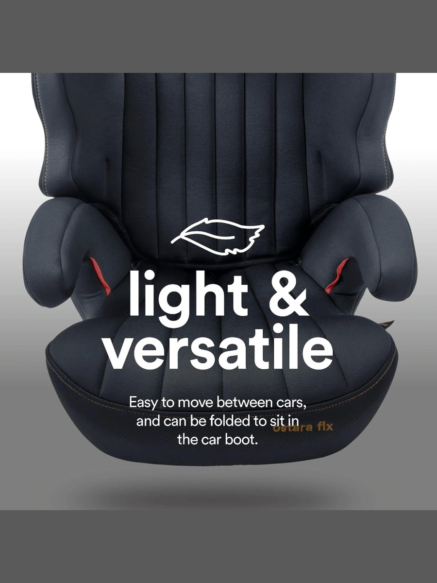 Apramo Ostara Fix High Back Booster Car Seat, Group 2/3 3–12 Years – Black Platinum Apramo Mama's Joy