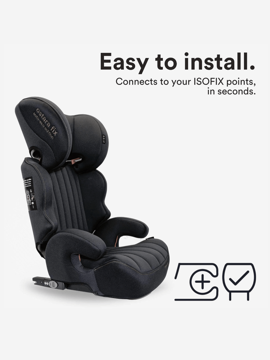 Apramo Ostara Fix High Back Booster Car Seat, Group 2/3 3–12 Years – Black Platinum Apramo Mama's Joy