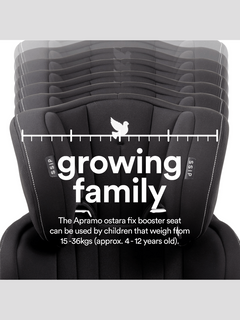 Apramo Ostara Fix High Back Booster Car Seat, Group 2/3 3–12 Years – Black Platinum Apramo Mama's Joy